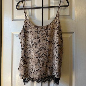 Rachel Zoe Snake Skin Pattern Lace Camisole | Size L
